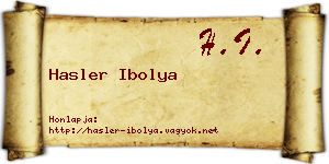 Hasler Ibolya névjegykártya